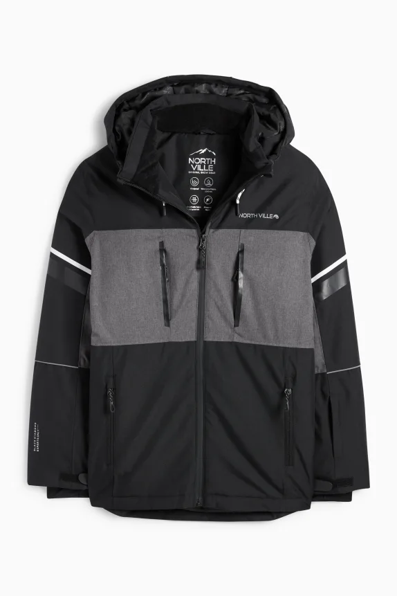 Ski jacket with hood - waterproof black