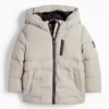 Quilted jacket with hood light gray
