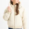 Quilted jacket with hood - water-repellent cremewhite