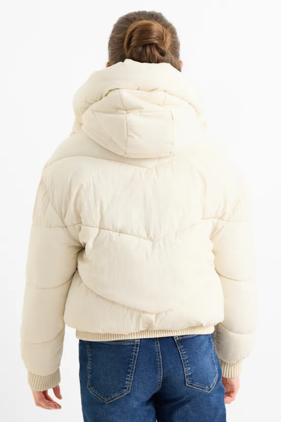 Quilted jacket with hood - water-repellent cremewhite