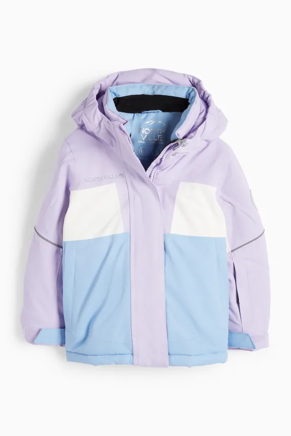 Ski jacket with hood - waterproof light violet