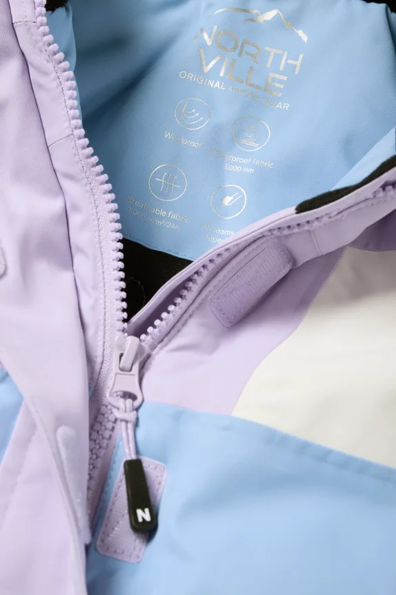 Ski jacket with hood - waterproof light violet