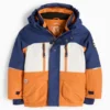 Ski jacket with hood - waterproof orange / blue