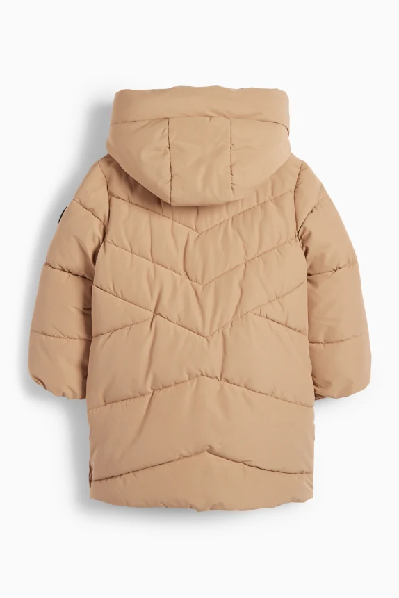 Quilted jacket with hood - water-repellent beige