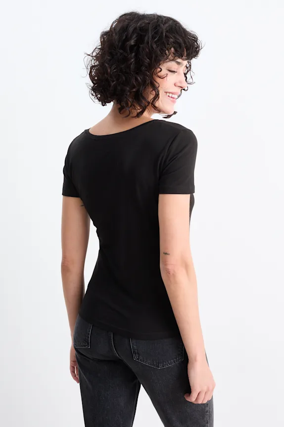 Multipack of 3 - V-neck T-shirt - slim fit black