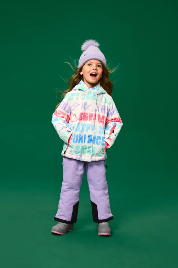Ski jacket with hood - waterproof - patterned white