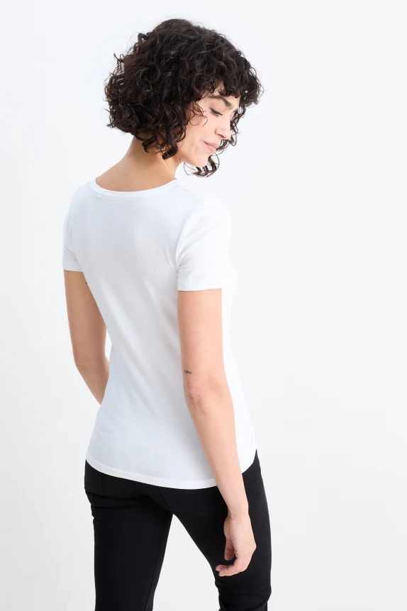 Multipack of 3 - V-neck T-shirt - slim fit white