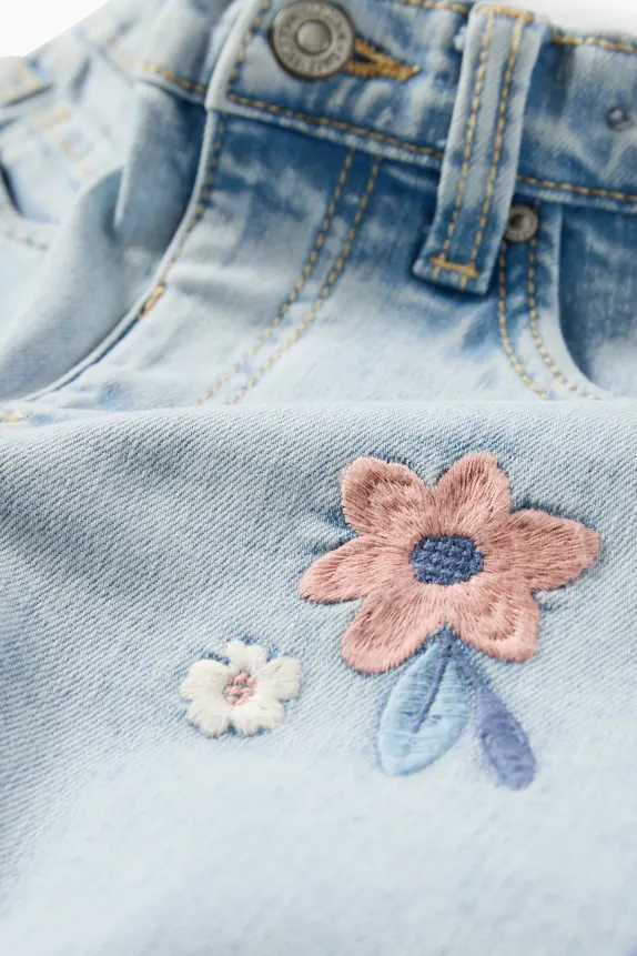 Floral - relaxed jeans - LYCRAÂ® denim-light blue