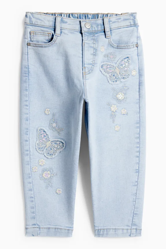 Butterfly - barrel jeans - shiny denim-light blue