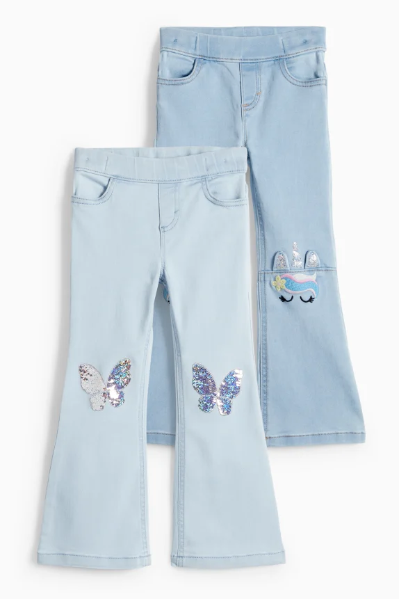 Multipack of 2 - butterfly and unicorn - flared jeans denim-light blue