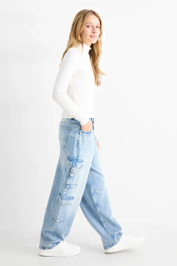 Cargo jeans denim-light blue