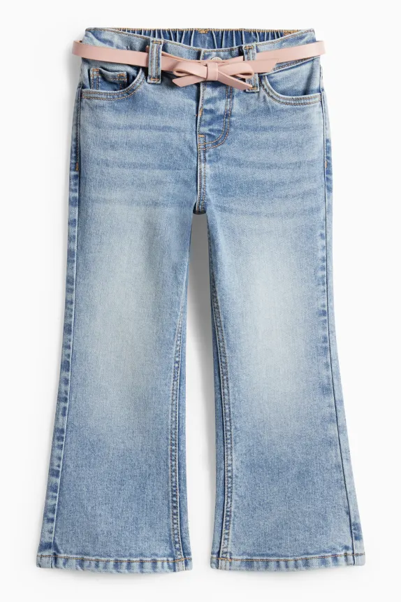 Flared jeans with belt - LYCRA® denim-light blue