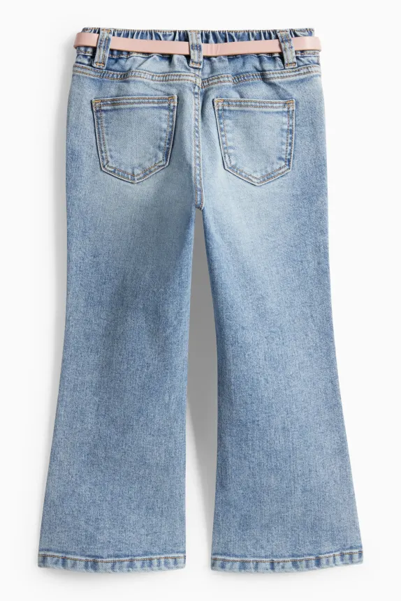 Flared jeans with belt - LYCRA® denim-light blue
