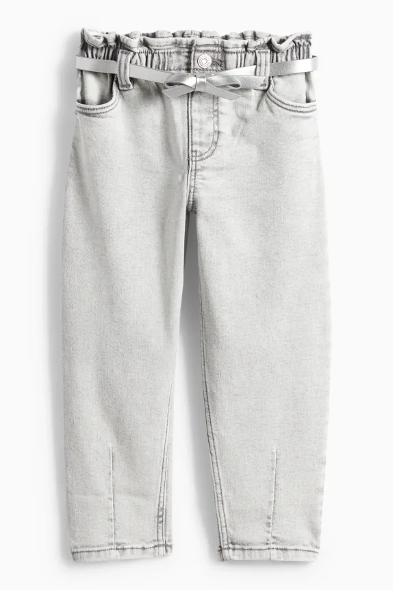 Regular fit jeans with belt denim-light gray