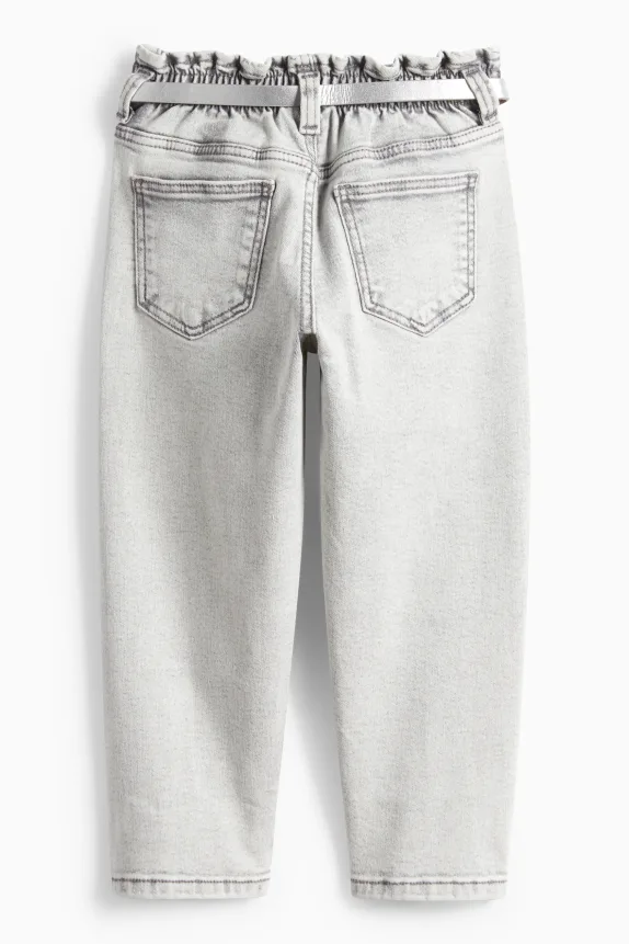 Regular fit jeans with belt denim-light gray