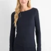 Long sleeve top - slim fit - ribbed dark blue