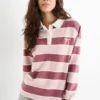 Long sleeve polo shirt - regular fit - striped rose