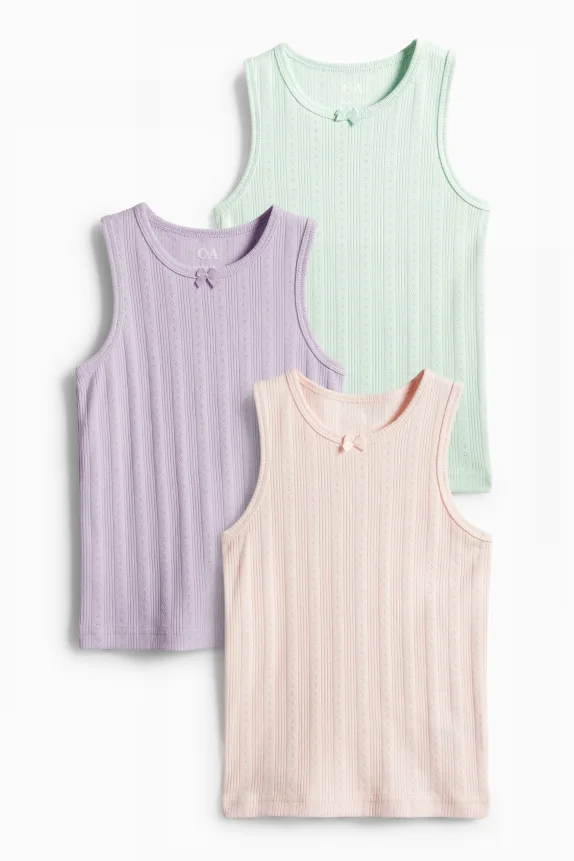 Multipack of 3 - pointelle vest mint green