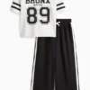 Bronx - set - short sleeve T-shirt and joggers - 2 piece black / white