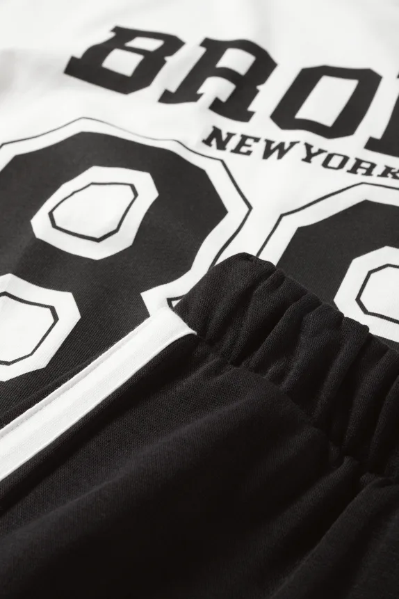 Bronx - set - short sleeve T-shirt and joggers - 2 piece black / white