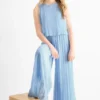 PlissÃ© jumpsuit - shiny light blue