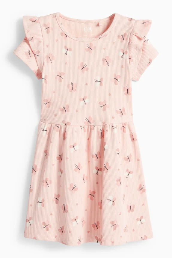 Butterfly - dress - ribbed rose