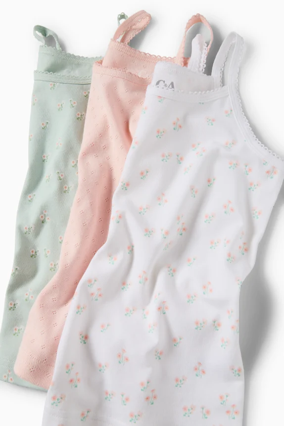 Multipack of 3 - floral - vest mint green