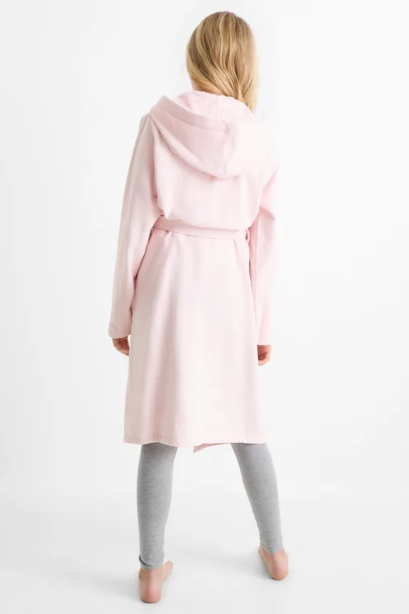 Terry cloth bathrobe with hood rose