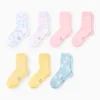 Multipack of 7 - floral - socks with motif white / rose