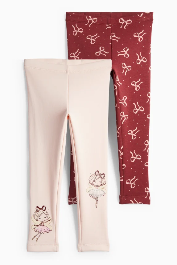 Multipack of 2 - bow and ballerina - thermal leggings rose / dark red