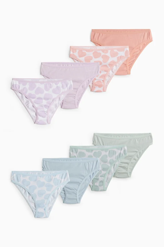 Multipack of 8 - heart - knickers light violet