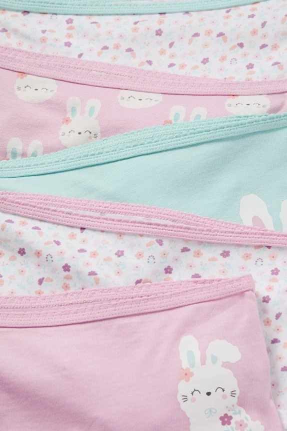 Multipack of 5 - bunny rabbit and flowers - shorts rose