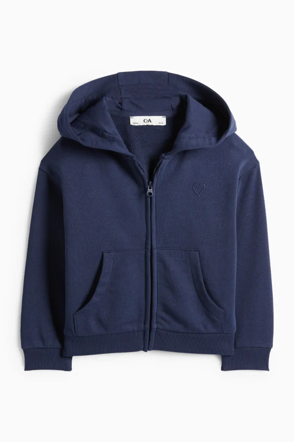Heart - zip-through hoodie dark blue