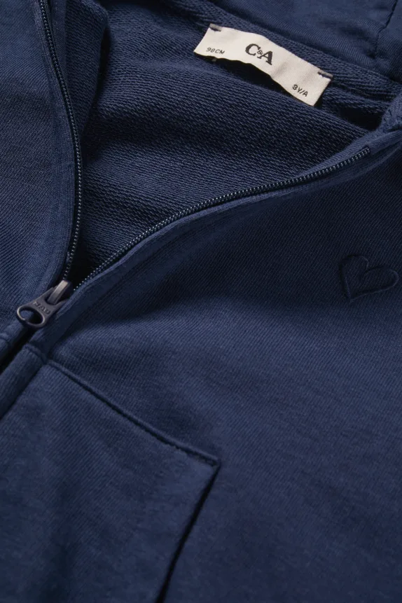 Heart - zip-through hoodie dark blue