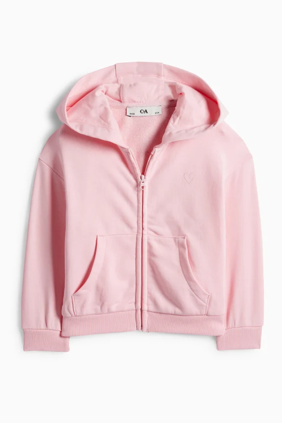 Heart - zip-through hoodie pink