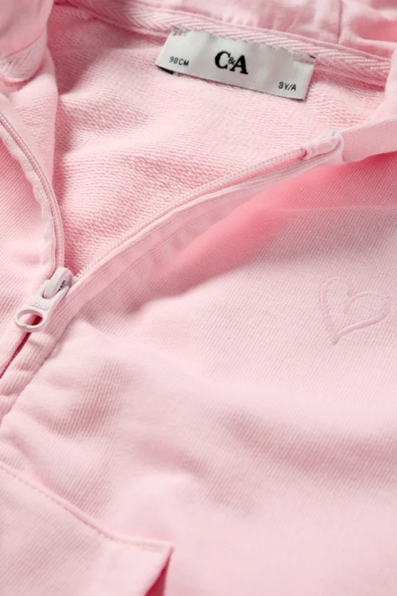 Heart - zip-through hoodie pink