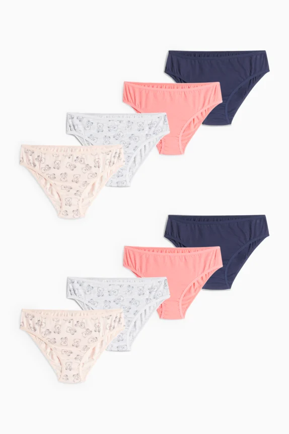 Multipack of 8 - teddy bear - knickers dark blue / creme white