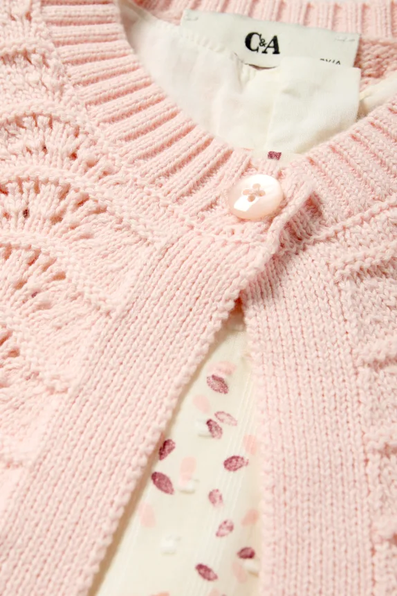 Set - dress and cardigan - 2 piece rose / beige