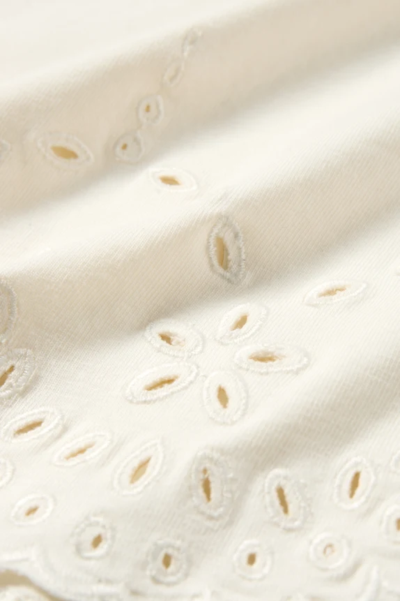 Short sleeve T-shirt - broderie anglaise cremewhite