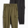 Multipack of 2 - cargo joggers dark green