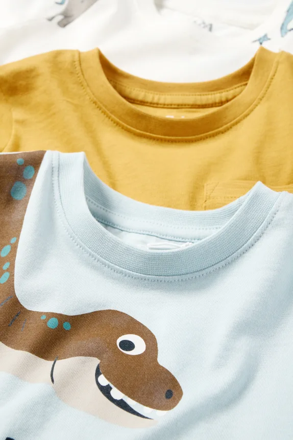 Multipack of 3 - dino - short sleeve T-shirt white / light blue
