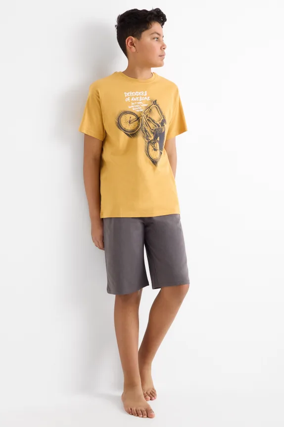 BMX - set - short sleeve T-shirt and shorts - 2 piece light orange