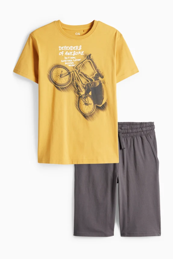 BMX - set - short sleeve T-shirt and shorts - 2 piece light orange