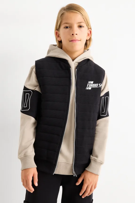 Set - hoodie and quilted gilet - 2 piece black / beige