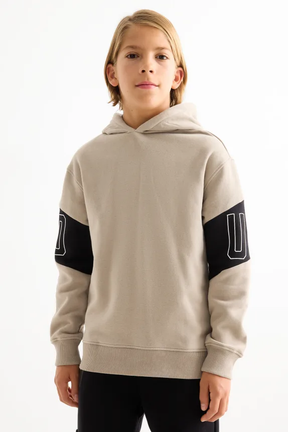Set - hoodie and quilted gilet - 2 piece black / beige