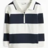 Polo shirt - striped dark blue / creme white