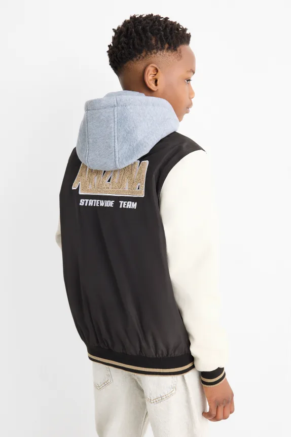 Football - varsity jacket with hood black