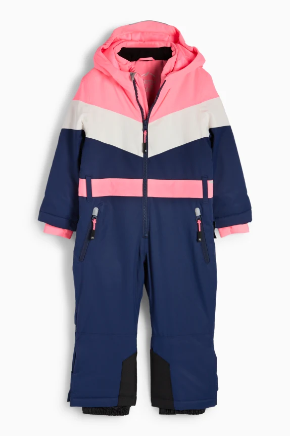 Ski suit with hood - waterproof neon pink
