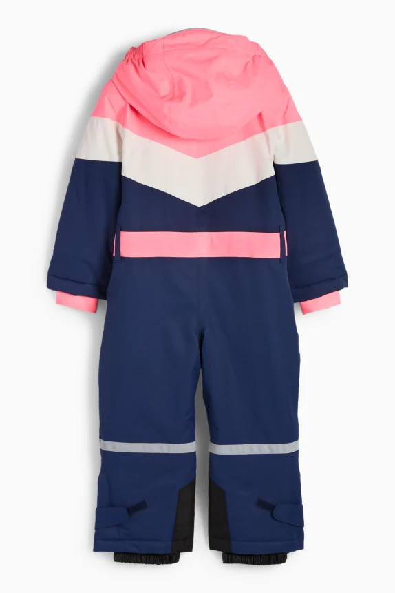 Ski suit with hood - waterproof neon pink