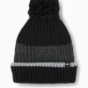 Pom-pom ski hat - ribbed black